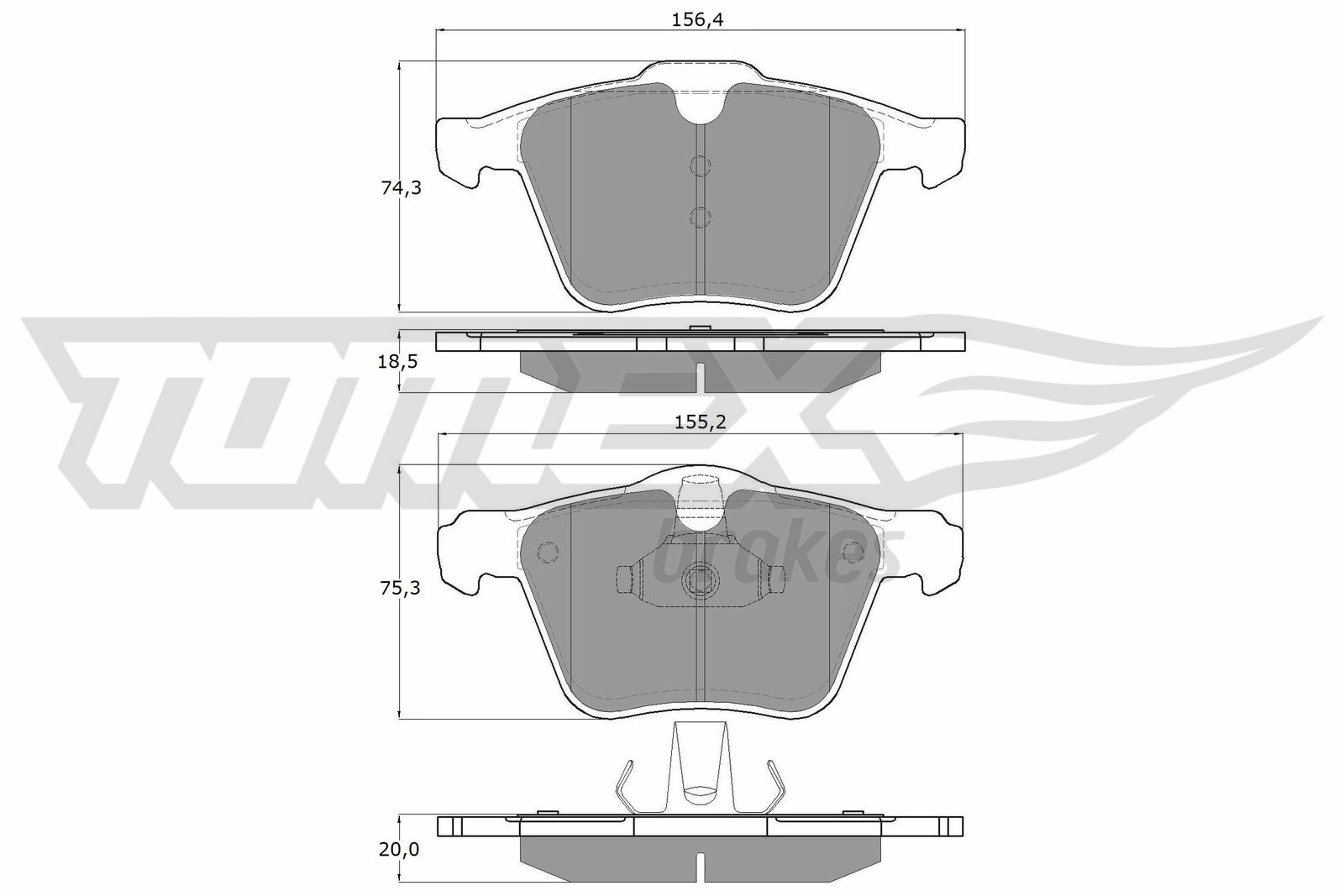 Sada brzdových destiček, kotoučová brzda TOMEX Brakes